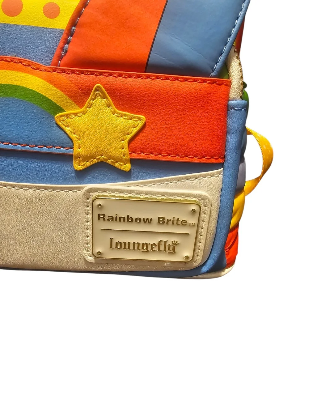 Loungefly Rainbow Brite Yellow Character Kids Backpack with Multicolor Accents